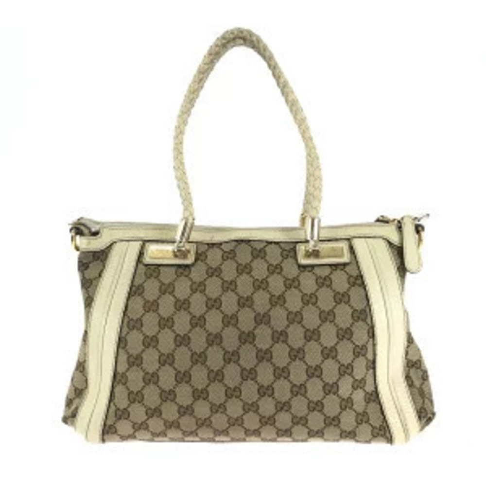 Gucci White bag Handbag Bella Shoulder GG canvas beige Ivory White Tan